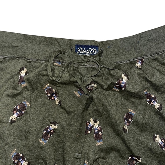 Ralph Lauren Polo Bear Green Lounge Pants Joggers Large L 100% cotton - Picture 4 of 6